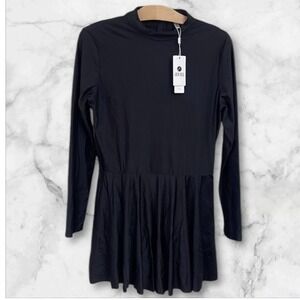 iEFIEL Womens Black Long Sleeve Mock Neck Figure Skating Dance Dress XL NWT
